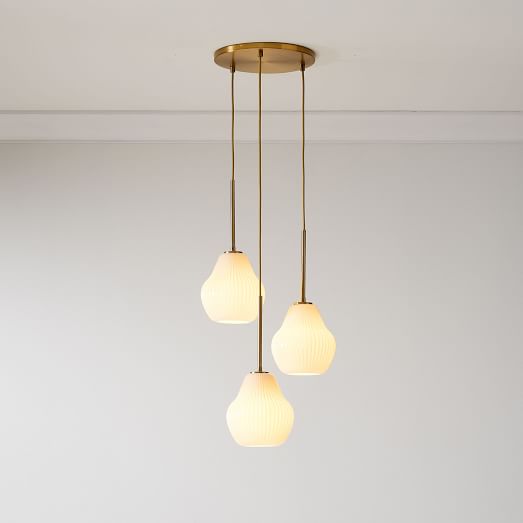 Sculptural Glass 3 Light Geo Chandelier Milk Sculptural Glass 3 Light Geo Chandelier Milk